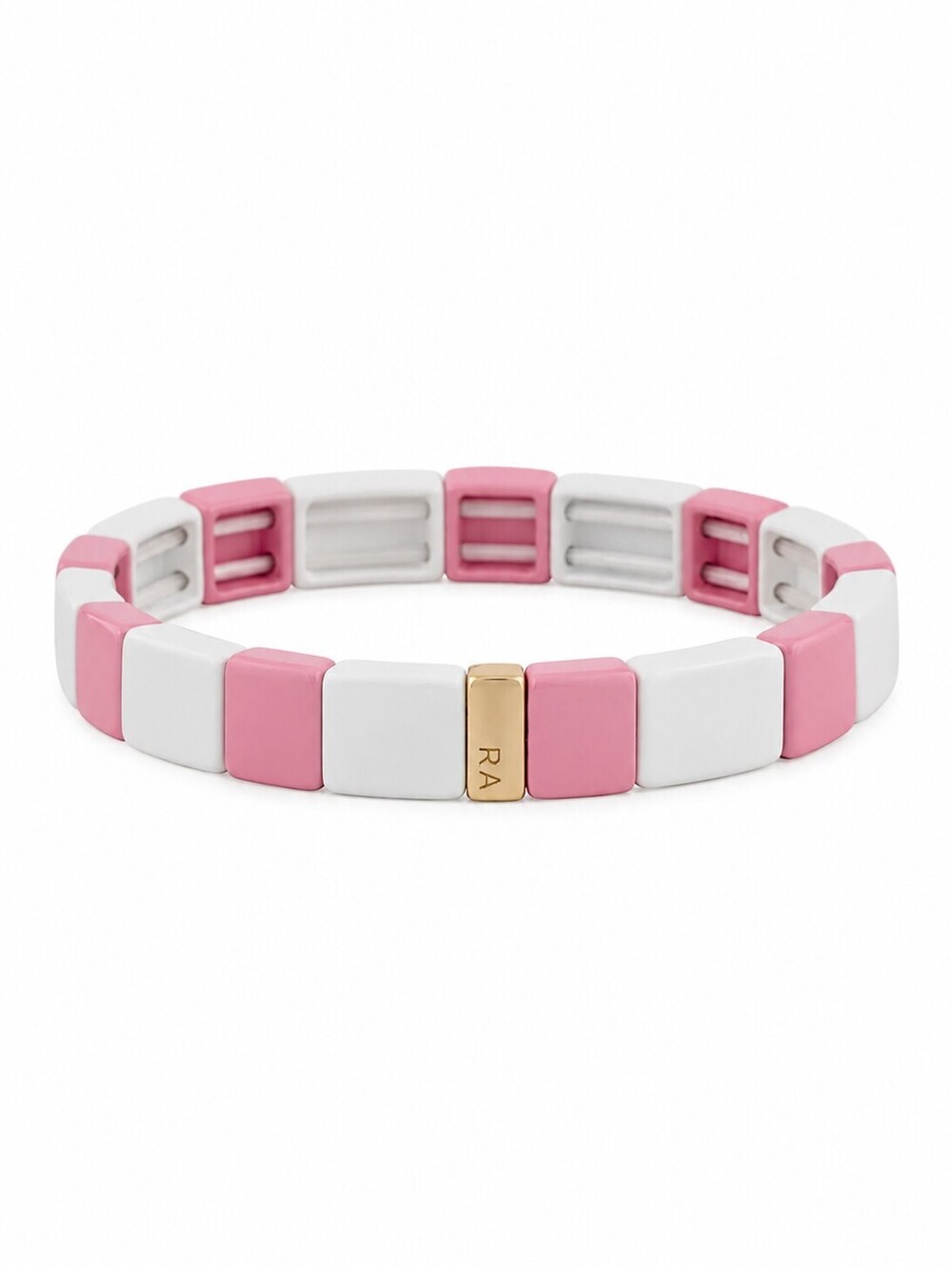 Roxanne Assoulin Enamel Bracelet Pink White Block Party